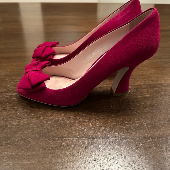 MIU MIU suede pumps | mid heel | hot pink | bow detail | with box and dust bag - Picture 2 of 7